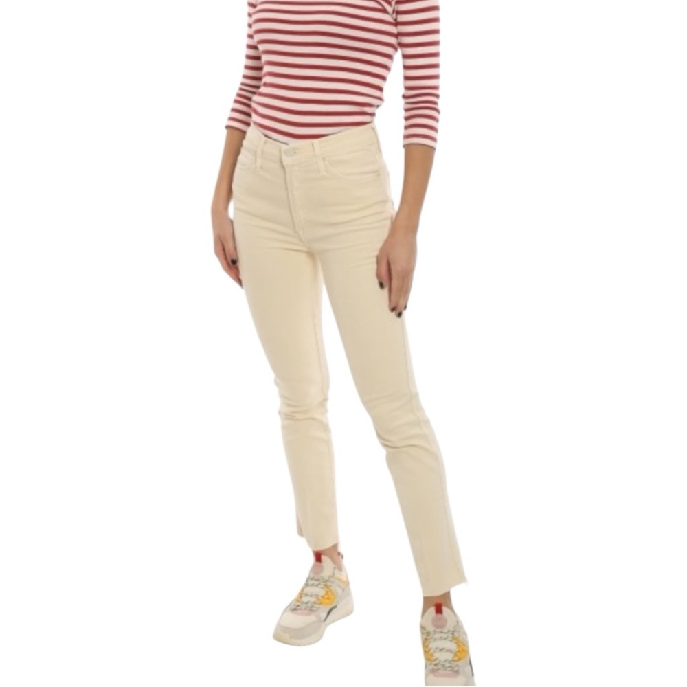 MOTHER High Waisted Rascal Ankle Fray Chalk It Up Pants Women’s Size 30